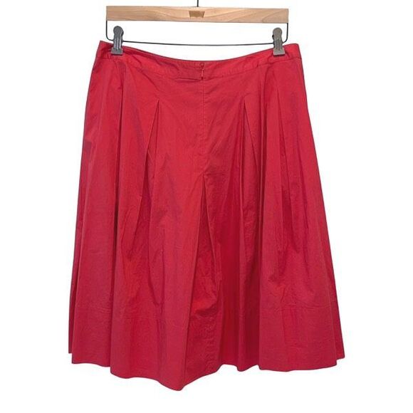 Talbots Pleated A-Line Skirt Cotton Pockets Coral Red Size‎ 10 - Picture 3 of 8